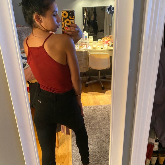 Women’s deep V faux sued bodysuit - Picture 2 of 2